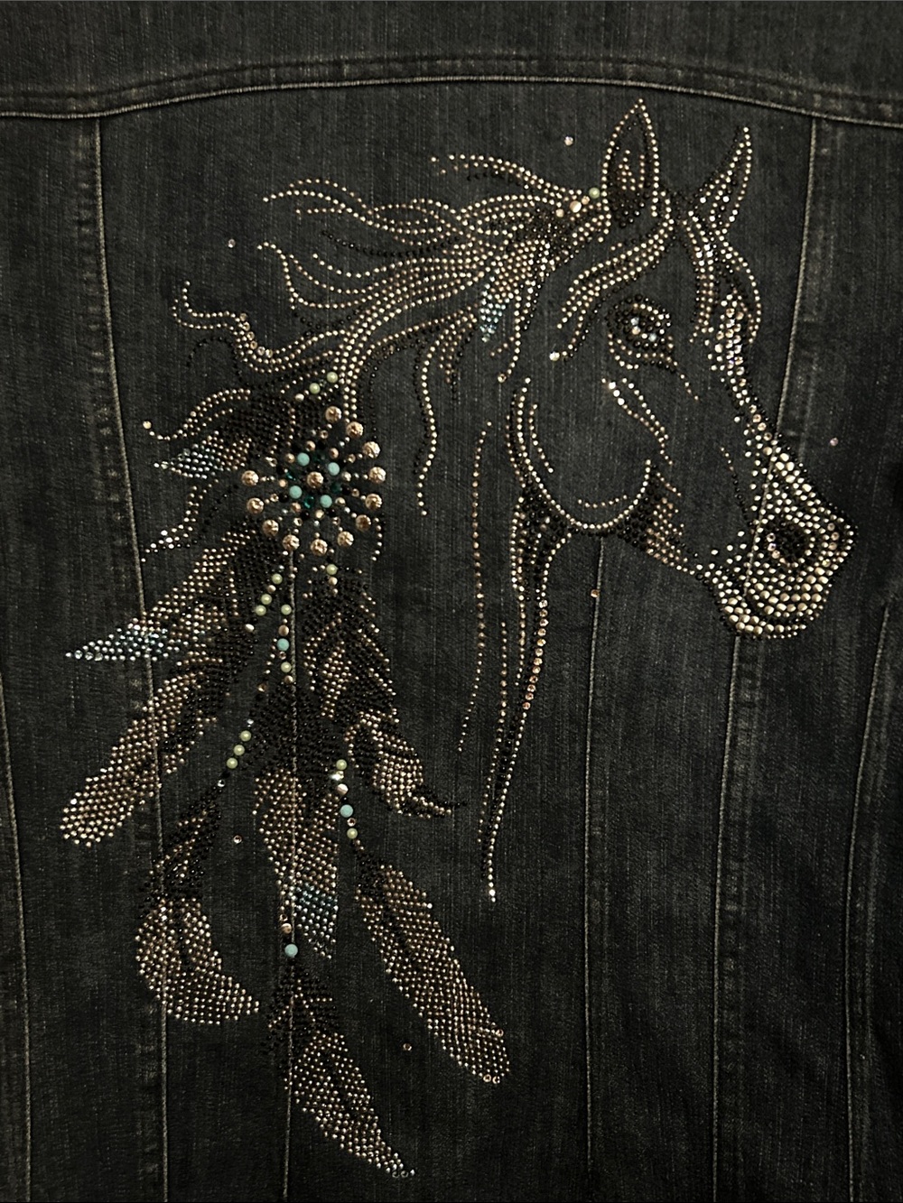 Christine Alexander Dark Blue Denim Jacket with Crystal Accents - Picture 7 of 14